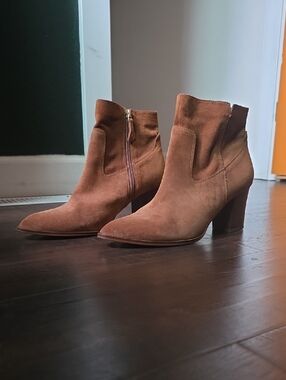 SARTO Women’s Brown Suede Ankle Boots - Classic Block Heel